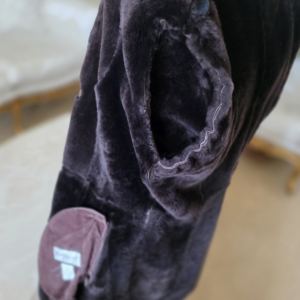 Dark Mocha Brown 100% Genuine European Sheepskin Shearling Leather Jacket - Picture 8 of 14
